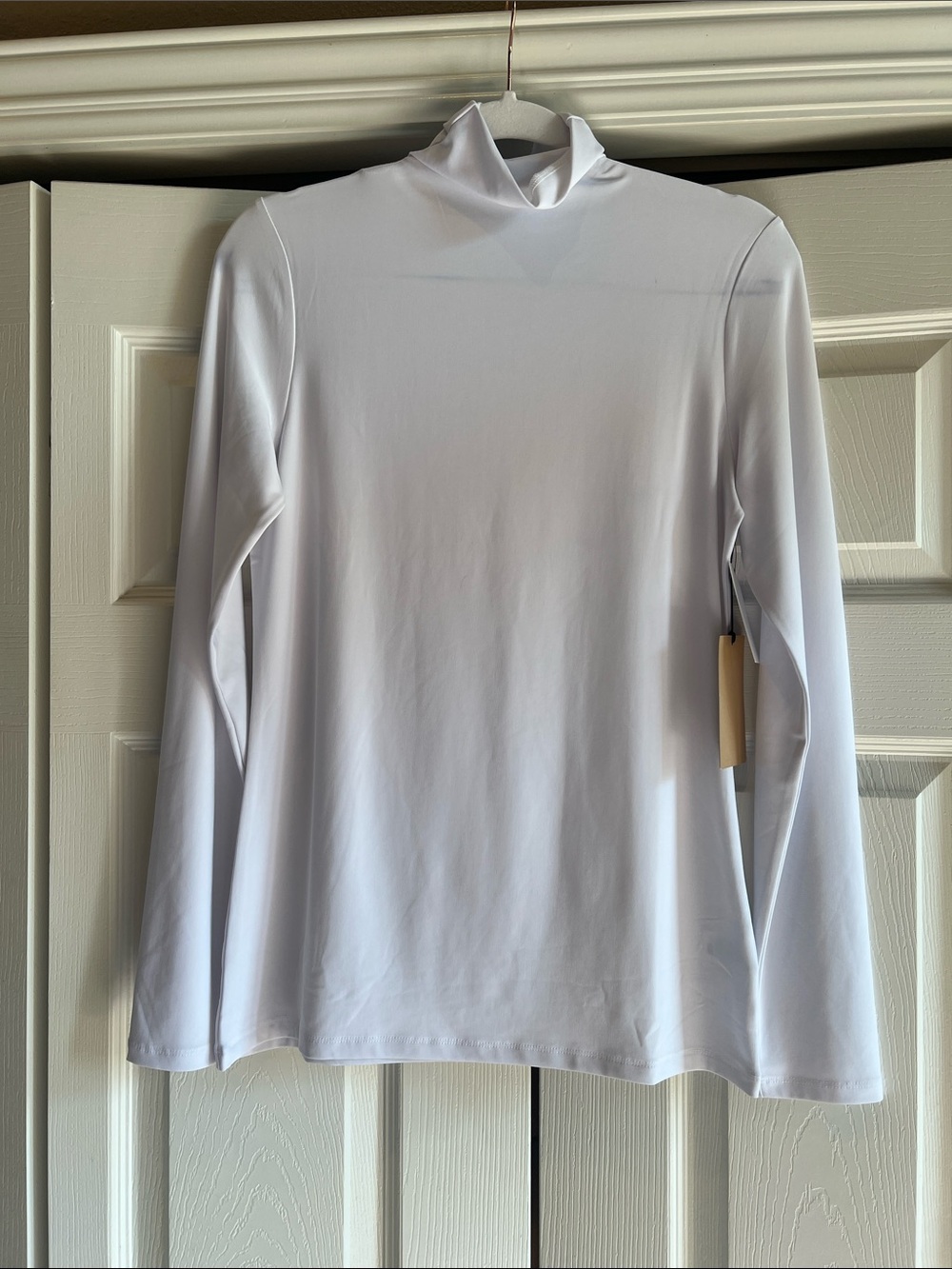 Halogen White Long-Sleeve Mock Neck Top